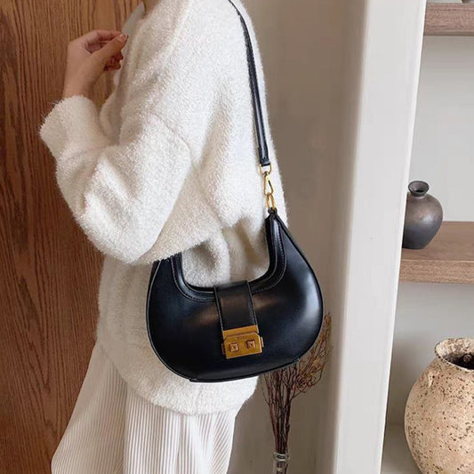 Crescent Luxe Leather Shoulder Bag